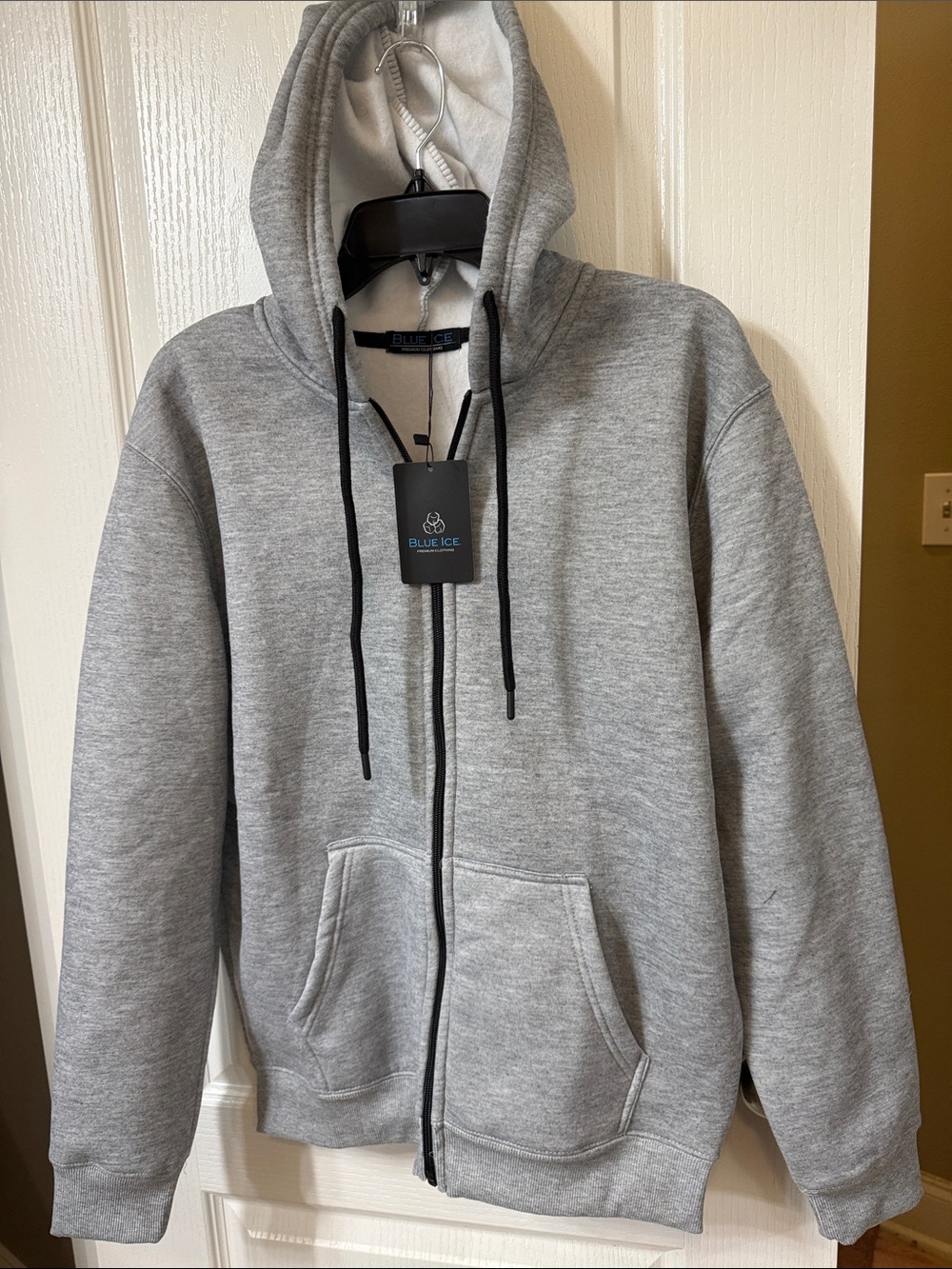 Blue Ice Men's Heather Gray Zip-Up Hoodie Sweater